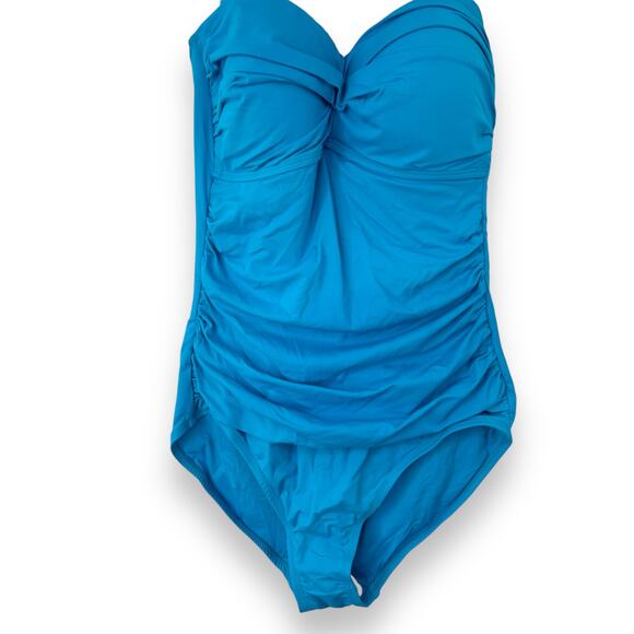 NEW Anne Cole Twist Front Halter One Piece Swimsuit Size 6 Cerulean Blue Bandeau - Picture 3 of 12